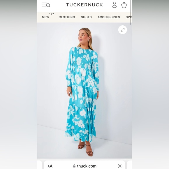 Tuckernuck Turquoise Watercolor Floral Libby Dress - Picture 4 of 5